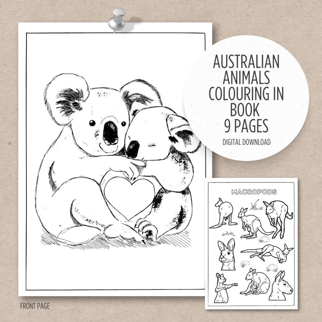 Australian Animals Colouring Book - Etsy