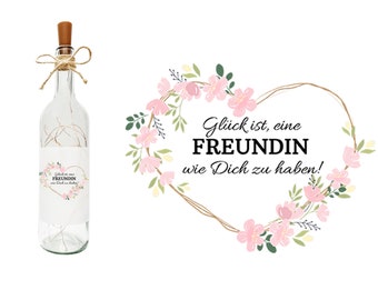 Freundin - Verschiedene Designs - Flaschenlicht / Dekolicht als Geschenk für Freundin - Glasflasche mit LED Beleuchtung - HarzMade