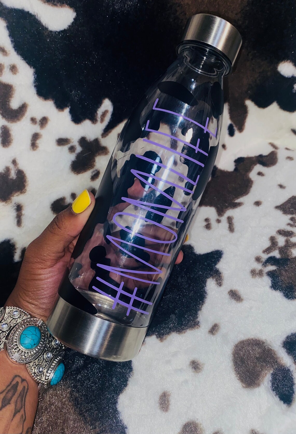 22oz MomLife Cow Print Water Bottle Etsy