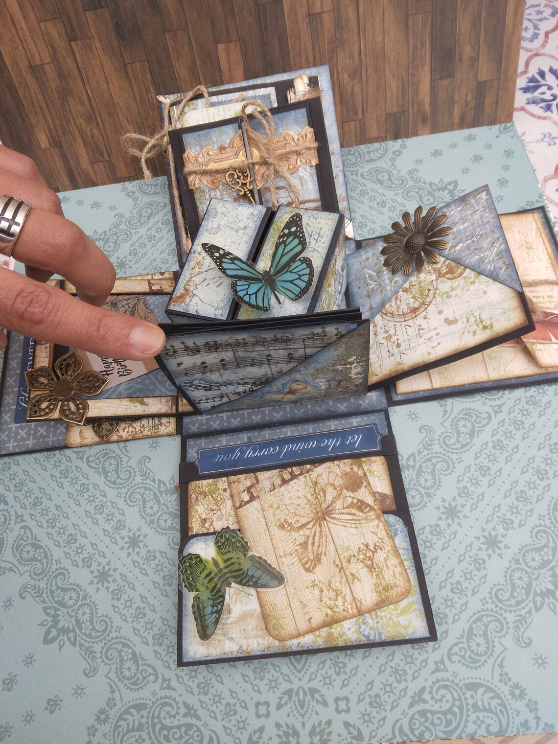 Exploding Box Blue Butterfly Etsy