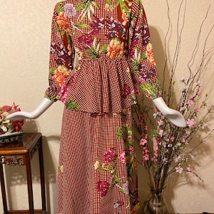 Devine Floral and Dot Maxi Dress with Elastic Waist, A line Flowy