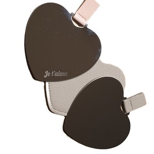 Miroir de poche en forme de cœur personnalisable avec étui. fêtes des mère grand-mère St Valentin cadeau personnalisé personnalisé compact image 2