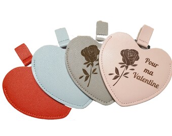 Miroir de poche en forme de cœur personnalisable avec étui. fêtes des mère - grand-mère St Valentin cadeau personnalisé personnalisé compact