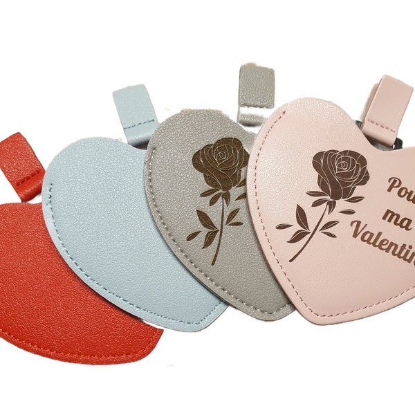 Miroir de poche en forme de cœur personnalisable avec étui. fêtes des mère - grand-mère St Valentin cadeau personnalisé personnalisé compact