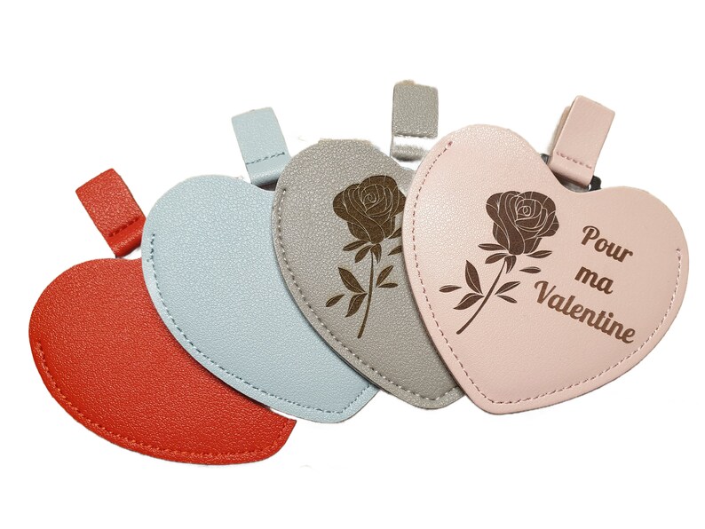 Miroir de poche en forme de cœur personnalisable avec étui. fêtes des mère grand-mère St Valentin cadeau personnalisé personnalisé compact image 1