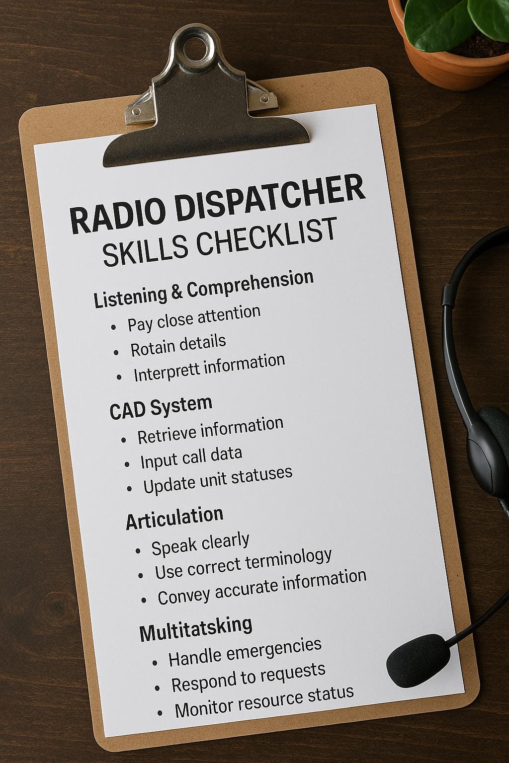 Dispatch Checklist Format:pdf Radio Dispatcher Skills Checklist | 911 Training (PDF & DOCX) - Etsy