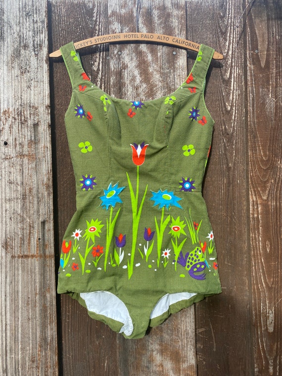 Novelty frog print 1963 swimsuit/playsuit Rose Marie … Gem