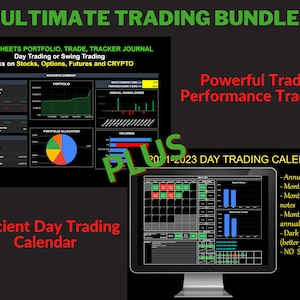 BUNDLE: GOOGLE Sheets Portfolio Trade Tracker Journal and 2022-2023 Day Trading Calendar/Journal