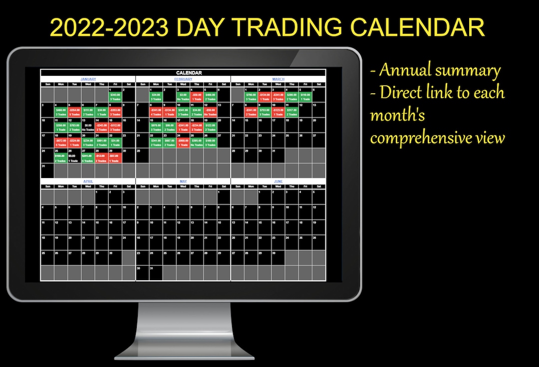 Day Trading Calendar Journal and Tracker 2022 2023 Google Etsy