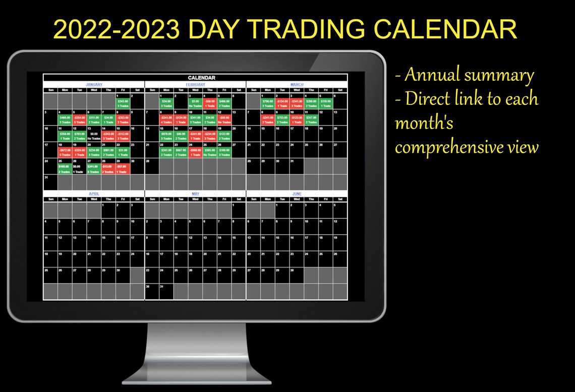 Day Trading Calendar, Journal and Tracker 2025 Google Sheets Etsy