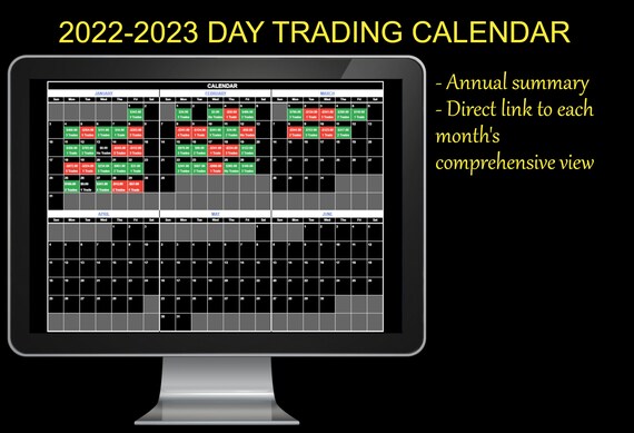 Day Trading Calendar Journal And Tracker 2022 2023 Google Etsy