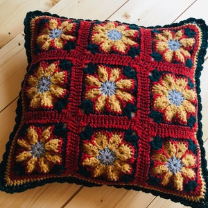 Hand Crocheted Wool Two Side Cushion &quot;Victorian Reflexion&quot; 17 1/2 x 16 1/2 Inches