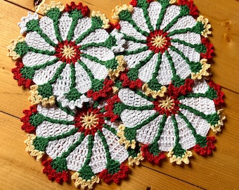Handgehaakte katoenen onderzetters/kleedjes met zomeranjermotief – Set van 4