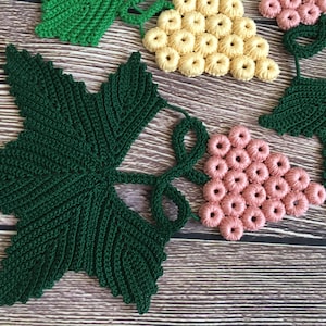 Hand Crocheted Romanian Lace Point Vintage Inspired Realistic 3D Grape Leaf Doily