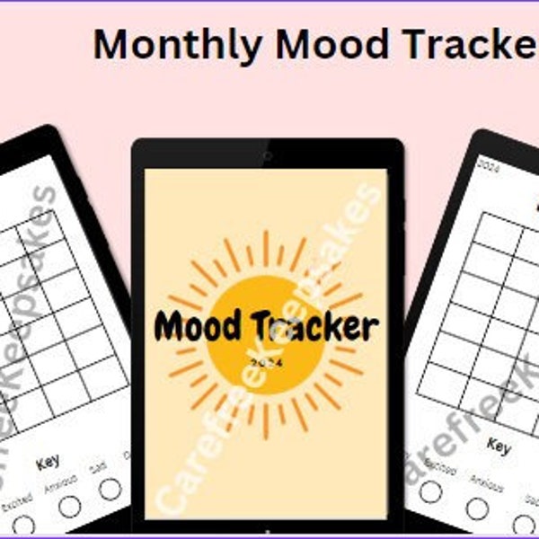 Mood Tracker 2024 A4, Monthly Mood Tracker January to December, Track emotions, anxiety, happiness, depression