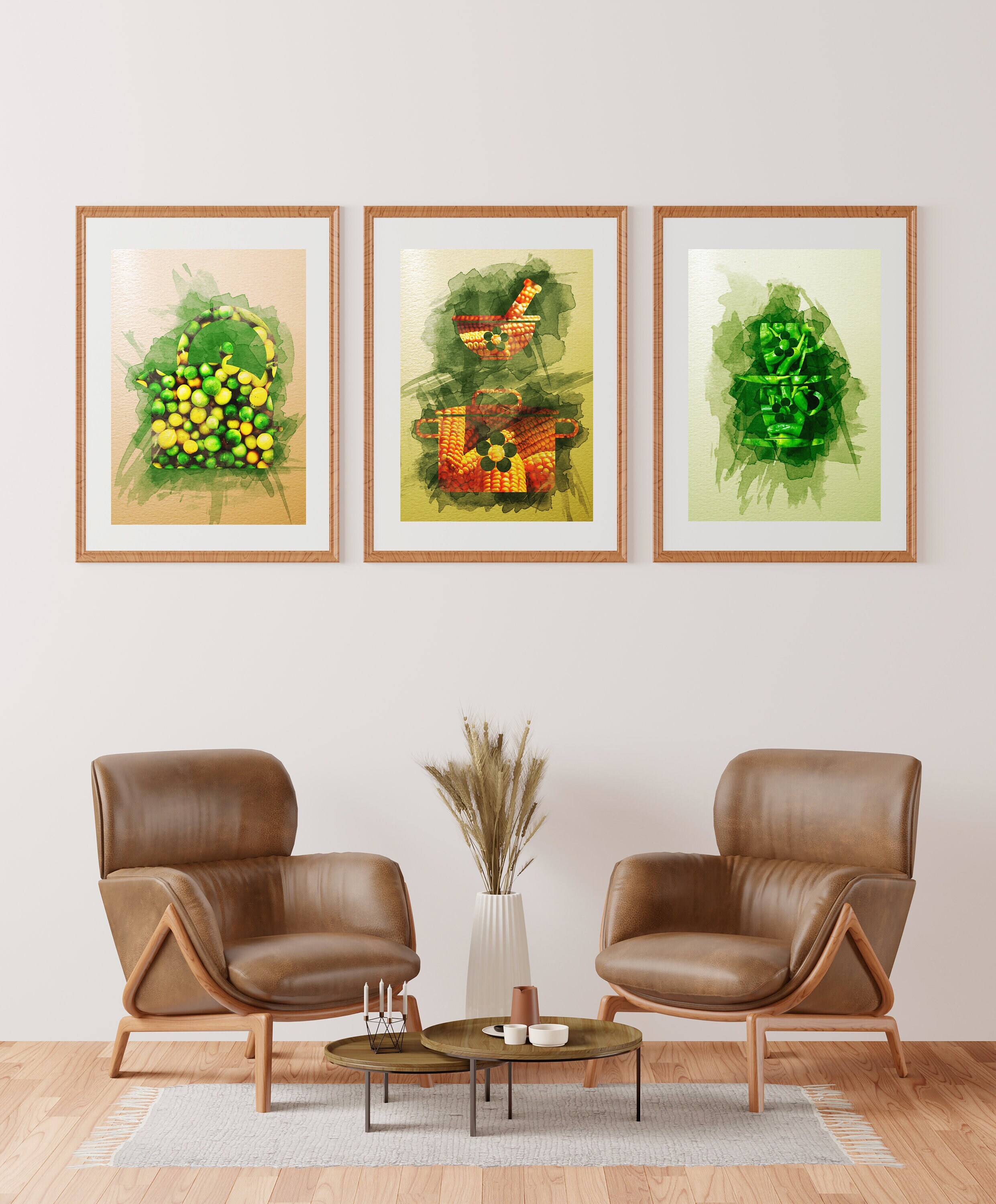 Set of 3 Kitchen Vegetable Prints Fanciful Home Kitchen Etsy