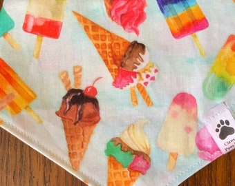 Ice Cream Pet Bandana, Waffle Cone Neckwear, Popsicle Bow Tie, Pañuelo Helados Gato o Perro