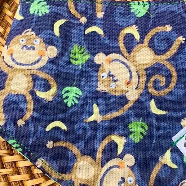 Monkey & Bananas Pet Bandana, Monkey Pet Bow tie, Jungle Pet Neckwear, Pañuelo y lazos monos Gato y Perro