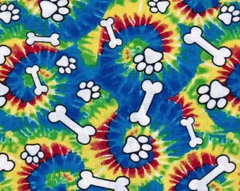 Bandana para mascotas con efecto tie-dye de patas y huesos, pajarita para mascotas del orgullo, corbata para mascotas con patas y huesos del arco iris del orgullo