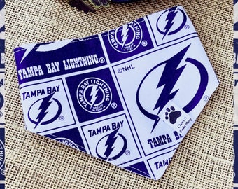 Tampa Bay Lightning Pet Bandana, NHL Pet Neckwear, 813 Bandana Pet, Florida Lightning Dog Neck Scarf