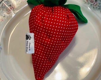 Juguete para gatos de fresa hecho a mano con hierba gatera, fresa hecha a mano para decoración (no hierba gatera), juguete de frutas Strawberry Kicker, Juguete Gato Fresa,