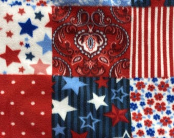 Patches Patriotic Handmade Cat Blanket, Stars, Plaid Flowers Cat blanket, Veterans Day Mat