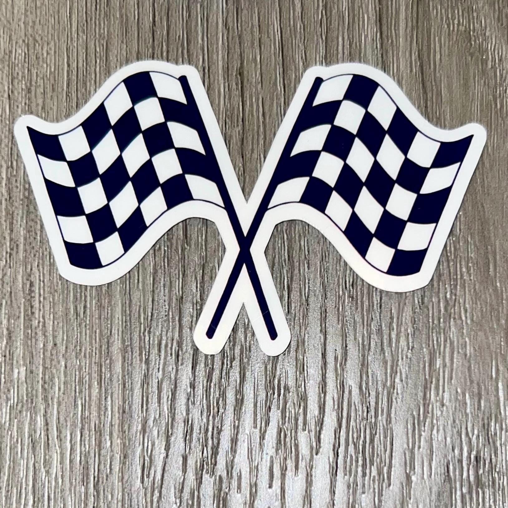 Finish Racing Sticker Racing Flag Finish Line and Victory Glossy Vinyl Sticker, Checkered ...