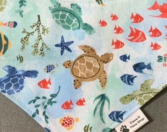 Bandana para mascotas de tortugas, bandana para mascotas de tortugas marinas, bandana para mascotas de estrellas de mar, bandana para mascotas bajo el mar, pajarita para mascotas de tortuga, bandana para mascotas de peces de océano
