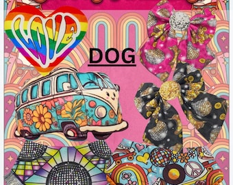 DOG BOX -Vegas Wonder Twins 7th Birthday Groovy Box | Limited Edition Dog Birthday Box | Retro 70s Dog Toy & Accessory Gift Set