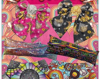 Coffret Groovy pour le 7e anniversaire des Vegas Wonder Twins | Coffret anniversaire chat édition limitée | Coffret cadeau rétro années 70 avec jouets et accessoires pour chat