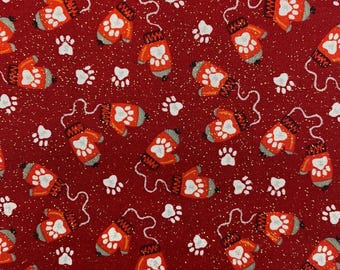 Bandana para animais de estimação com estampa de pata, luvas e gravata borboleta para animais de estimação com estampa de pata, luvas para cachorro ou gato.