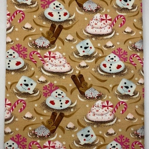 Marshmallow in Hot Chocolate Pet Bandana, Hot Drink Pet Bandana, Cinnamon Candy Cane and Mashmallow Pet Bandana, Pañuelo Perro Gato