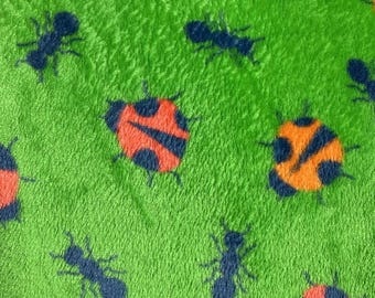 Handmade Ladybug with ants Cat Mat | Green Fleece Cat Blanket with Ladybug and Ants
