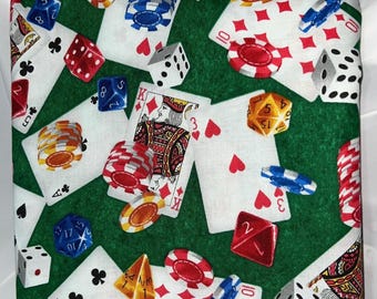Casino Pet Bandana, Playing Cards and Dice Print Dog or Cat Bandana, Poker Game Night Pet Accessory