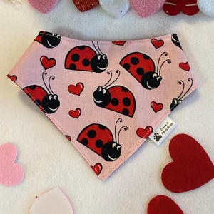 Love Bug Ladybug For Mom Pet Bandana, Ladybug Pet Bandana, Love Bug Heart Print Dog or Cat Accessory, Ladybug Bow Tie or Sailor Bow