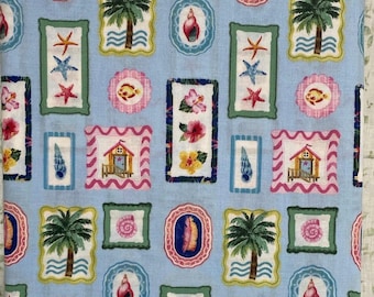 Summer Stamps Pet Bandana, Reversible Fabric, Pretty Summer Frames Bandana for Pets, Tropical Stamps Pet Bandana