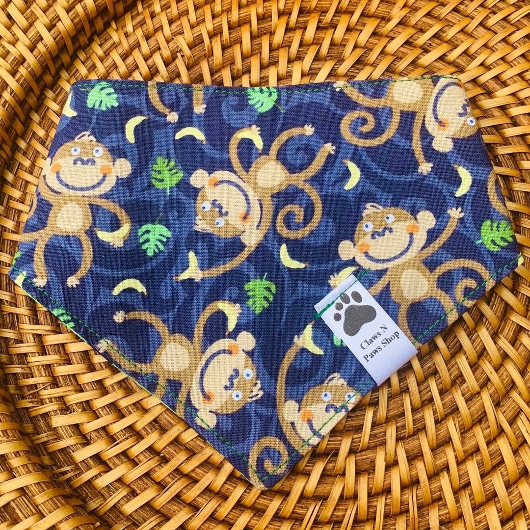 Monkey & Bananas Pet Bandana, Monkey Pet Bow Tie, Jungle Pet Neckwear, Pañuelo Y Lazos Monos