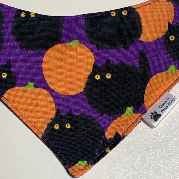 Bandana pour animal de compagnie chat noir, bandana amour chat noir, bandana réversible pour animal de compagnie, bandana pour animal de compagnie grand chat noir, bandana oeil de chat pour animal de compagnie