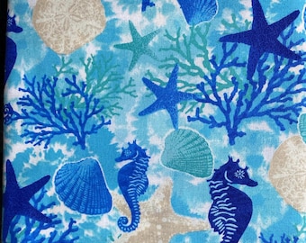 Under the Sea Pet Bandana | Ocean Theme Dog Bandana | Seahorse Summer Pet Scarf | Blue Ocean Pet Bandana |  Starfish and Seashell Bandana