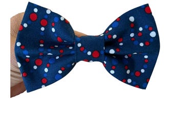 Spiral Dots Pet Bandana, Spiral Dots Bow Tie, Patriotic Red White Blue Swirl Print, Team USA Soccer Pet Bandana, World Cup 2026 - FIFA 2026