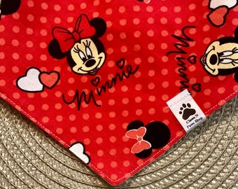 Minnie Mouse Pet Bandana, Bow Tie Minnie, Disney Lover Neckwear, Pañuelo Gato y Perro