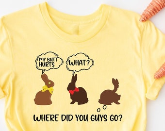 Mój tyłek boli Czekoladowy Króliczek Wielkanocny T-shirt, Wielkanocne koszulki dla kobiet, Prezent dla Miłośnika Króliczków, Damska koszulka Wielkanocny Króliczek, Wielkanocna śmieszna koszulka,