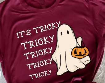 It's Tricky Shirt, It's Tricky Tee, Trick or Treat shirt, Halloween shirt, Halloween Funny Shirt, Ghost Trick or Treat , Cute Halloween Top