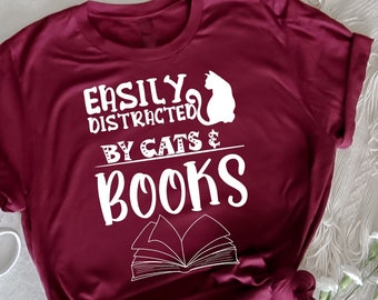 Cats and Books T-Shirt: Funny Cat Lover Gift