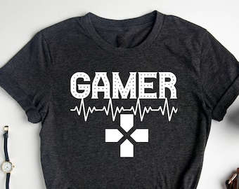Gamer Heartbeat T-Shirt,  Video Games T-Shirt,  Funny Gamer Gifts,  Funny Gaming T-Shirt, Gift for Gamer Boyfriend, Gaming T-Shirt,