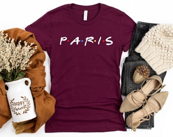 Parijs reisshirt, Parijs T-shirt, Bonjour T-shirt, Parijs minnaar T-shirt, reiziger shirts, Eiffel T-shirt, Frankrijk reisshirt, vrienden reis