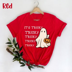 It's Tricky Shirt, It's Tricky Tee, Trick or Treat shirt, Halloween shirt, Halloween Funny Shirt, Ghost Trick or Treat , Cute Halloween Top image 2