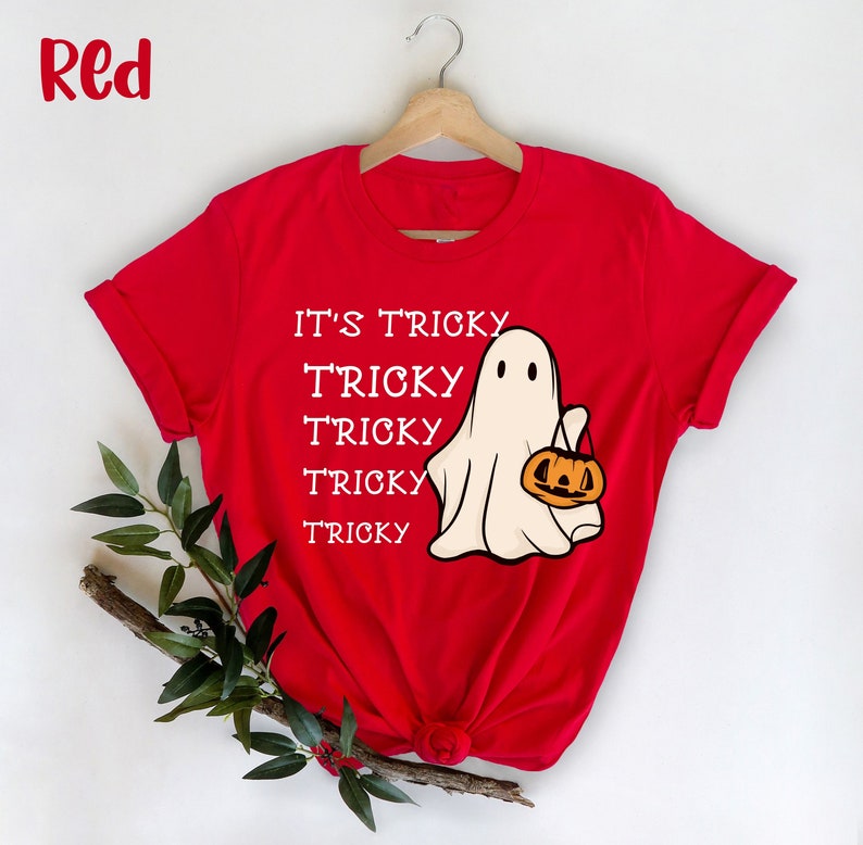 It's Tricky Shirt, It's Tricky Tee, Trick or Treat shirt, Halloween shirt, Halloween Funny Shirt, Ghost Trick or Treat , Cute Halloween Top image 2