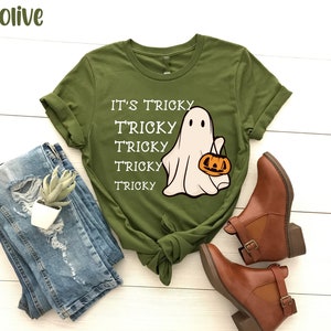It's Tricky Shirt, It's Tricky Tee, Trick or Treat shirt, Halloween shirt, Halloween Funny Shirt, Ghost Trick or Treat , Cute Halloween Top image 8