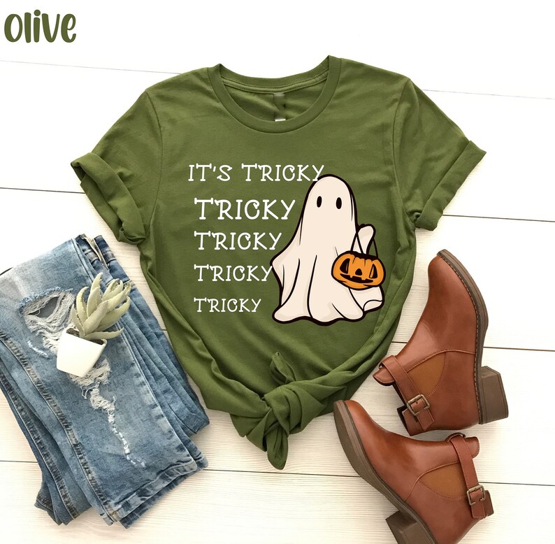 It's Tricky Shirt, It's Tricky Tee, Trick or Treat shirt, Halloween shirt, Halloween Funny Shirt, Ghost Trick or Treat , Cute Halloween Top image 8